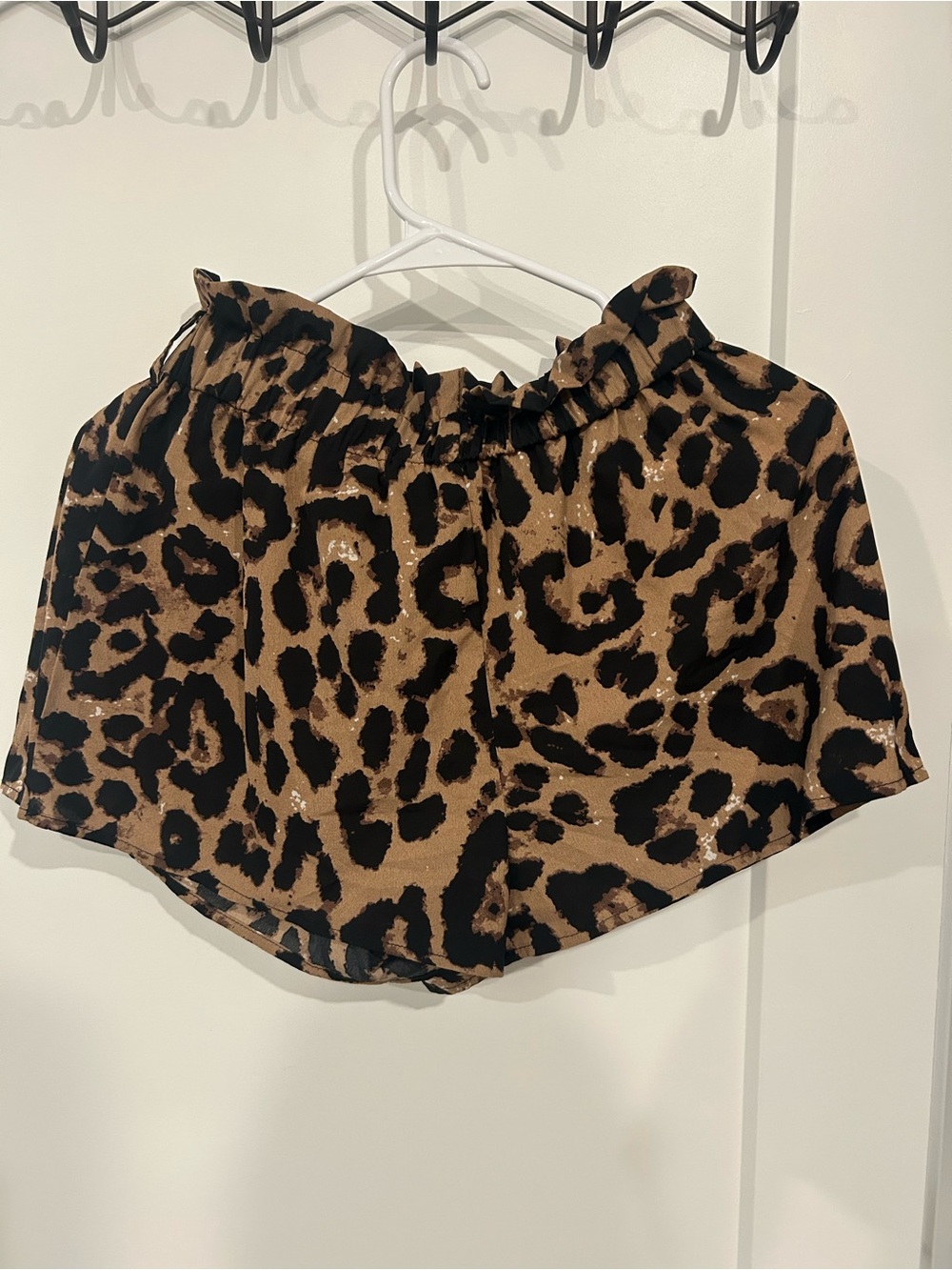 SHEIN Leopard Print Elastic Waist Shorts - Brown/Black